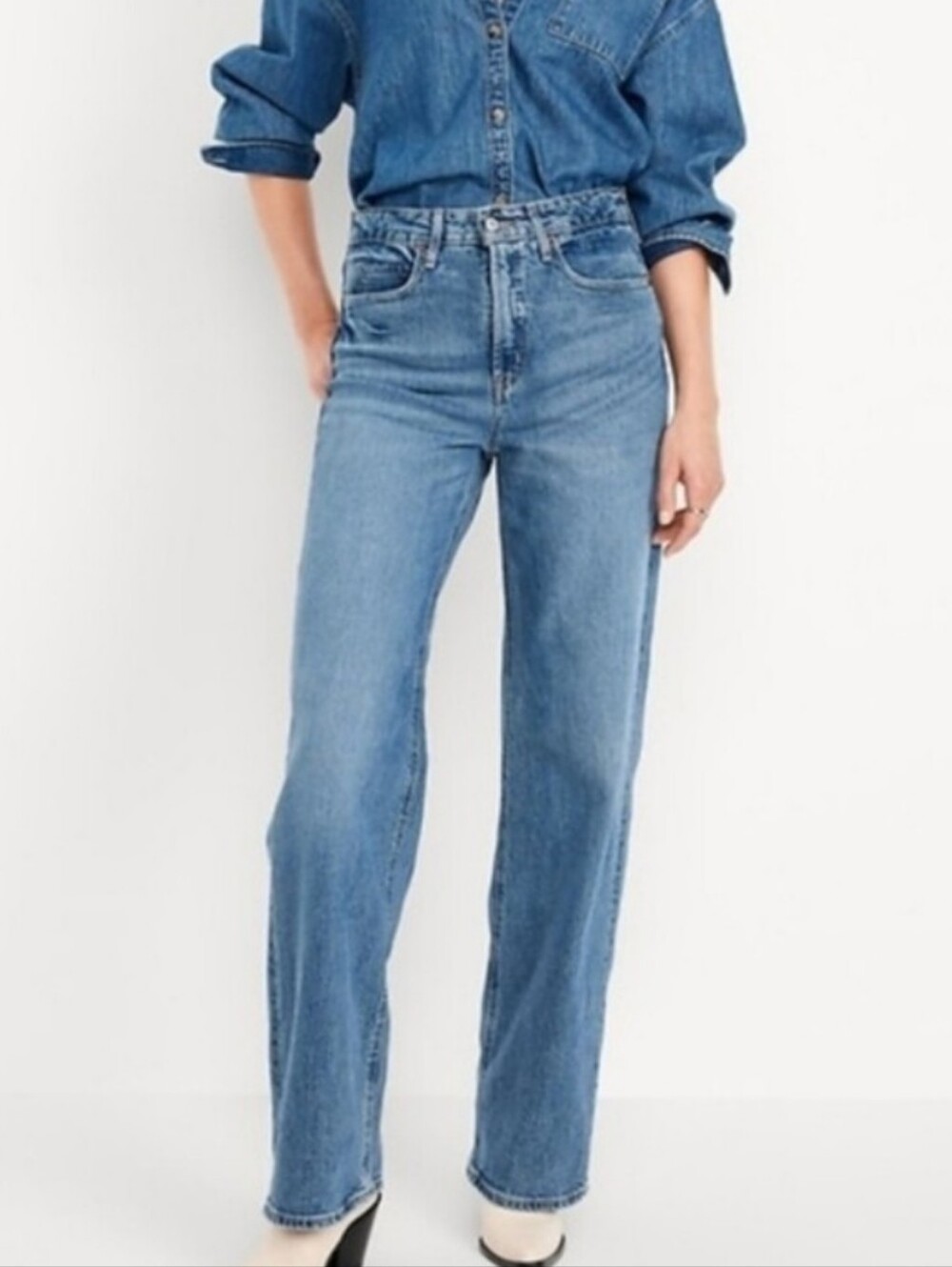 Old Navy Extra High Rise Wide Leg Jeans Sz 4 Petite